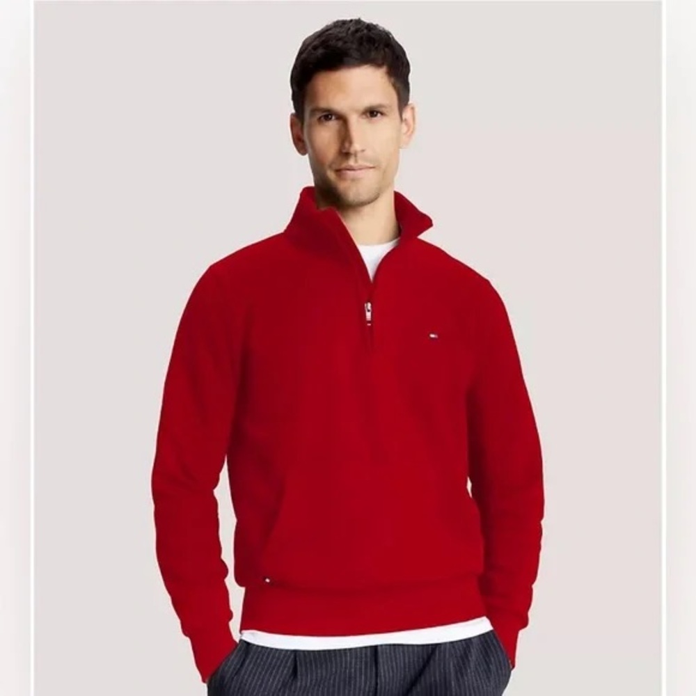 Tommy Hilfiger Men's Bold Red Zip-Up Sweater